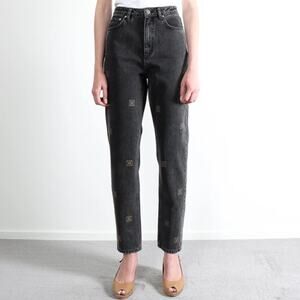 Amendi Jeans Logo High Waist Denim Black Size 32x32 New Retails $285